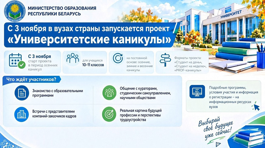 "Университетские каникулы": новый профориентационный проект стартует в Беларуси 3 ноября